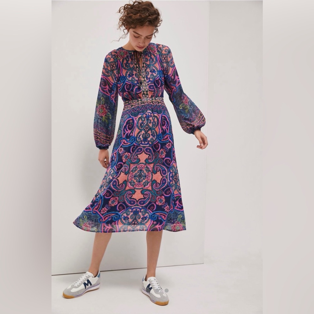 Anthropologie paisley print midi dress size 2